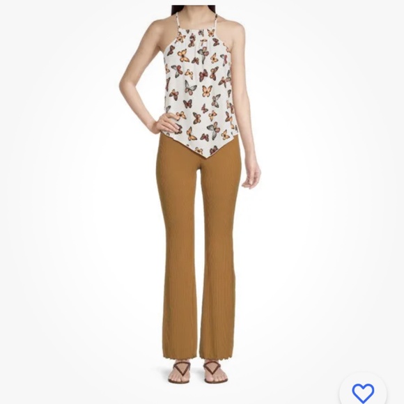 No Boundaries Trailblazer Brown Ribbed Flare Pants W/Lettuce Edge Hem XL (15-17) - Picture 4 of 10